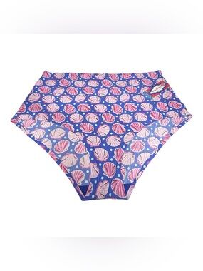 Cheek Boss Seamless Brief Panties Blue Pink Seashell Print Size 3X NWT